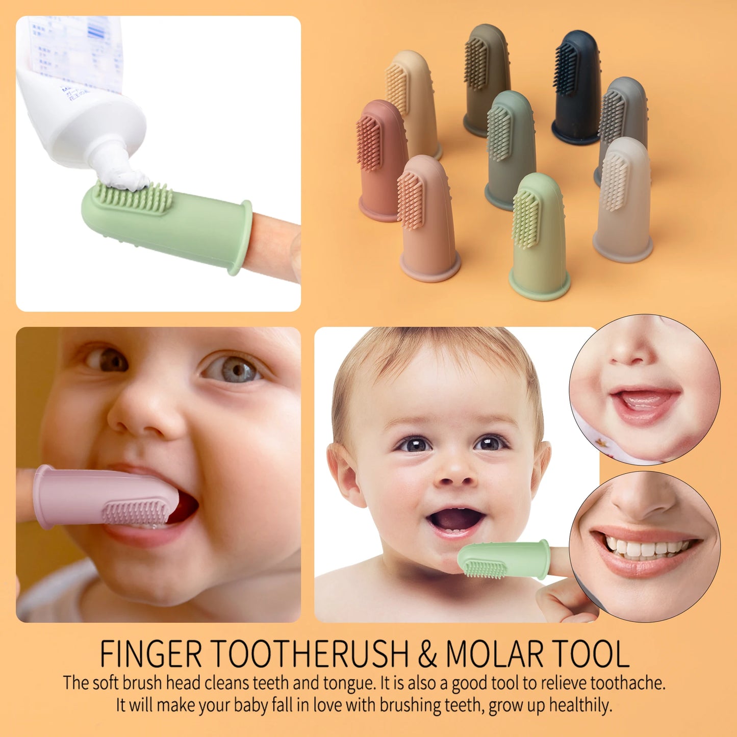 True Bub™ Baby Finger Toothbrush Soft Cleaning Toothbrush For Kids BPA Free Oral Health Care For Infants 3pcs
