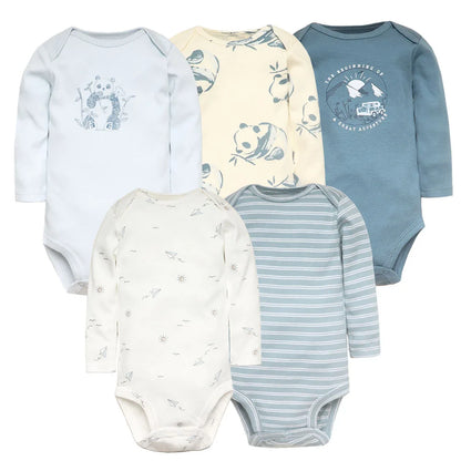 True Bub™ Cotton Baby Bodysuits 5pc Set 0-12M