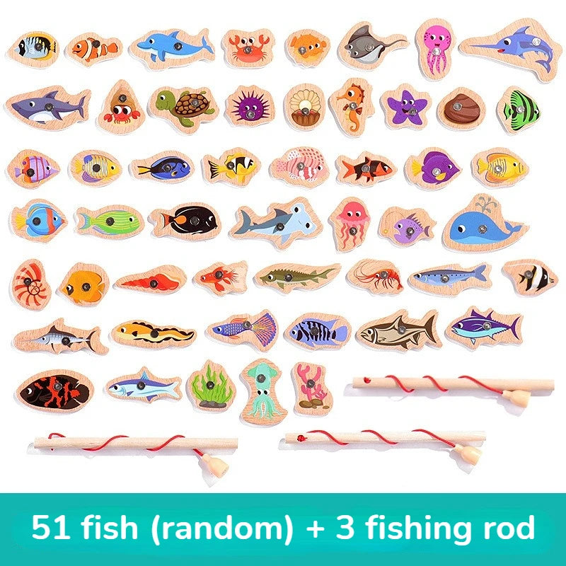 True Bub™ Montessori Magnetic Wooden Fishing Toy For Children Cognition Interactive Educational Toy