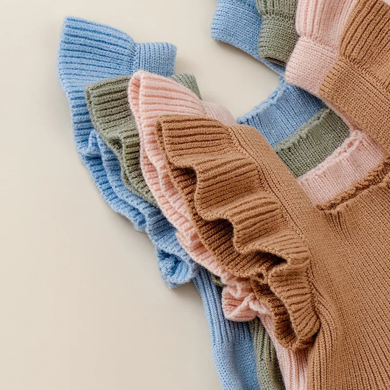 True Bub™ Infant Baby Girls Knit Ruffle Sleeve Romper 0-2Y