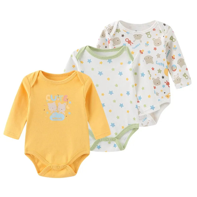 True Bub™ Baby Essentials Cotton Long Sleeve Bodysuit 3 Pcs Set 0-12M