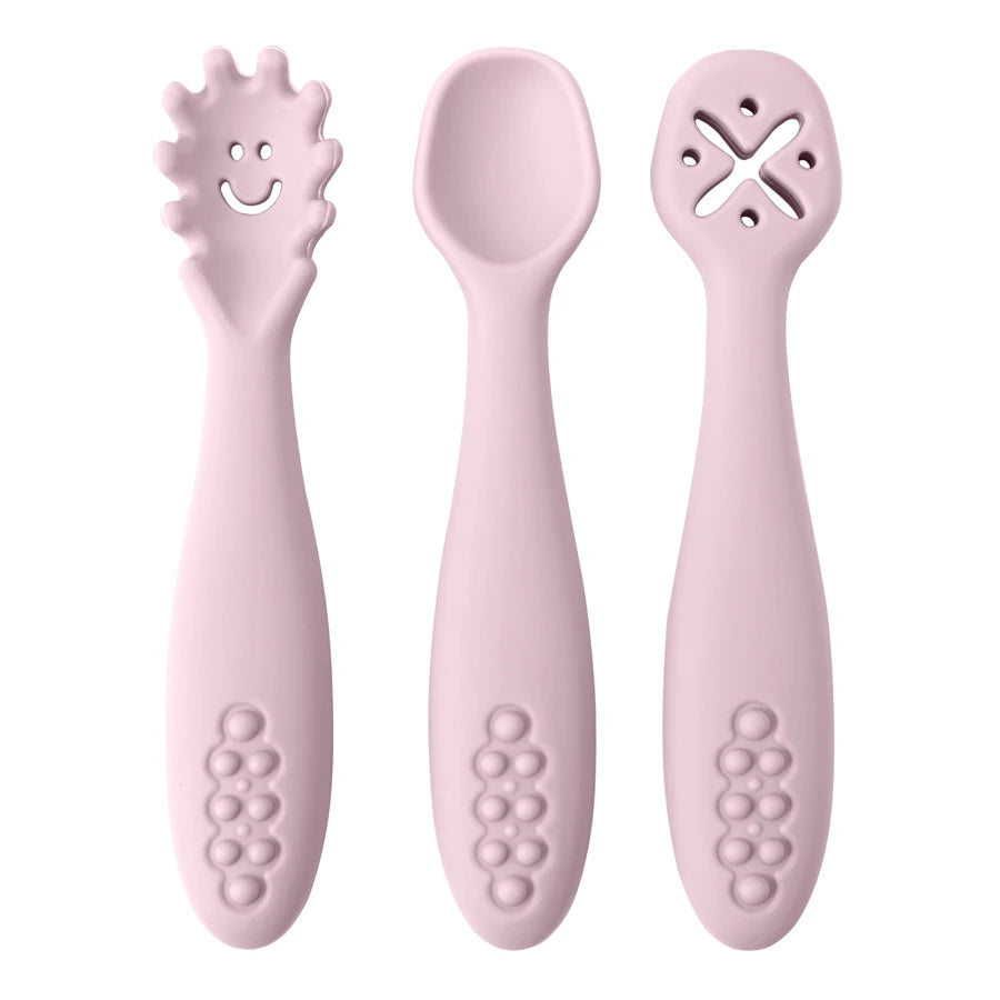 True Bub™ Starting Solids - BPA Free Silicone First Grippy Spoons for Baby Lead Weaning 3pcs
