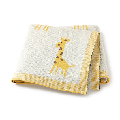 True Bub™ Assorted Knitted Animal Designs - Cotton Baby Blankets Newborn Swaddle Wrap Covers for Stroller & Bedding 100x80cm