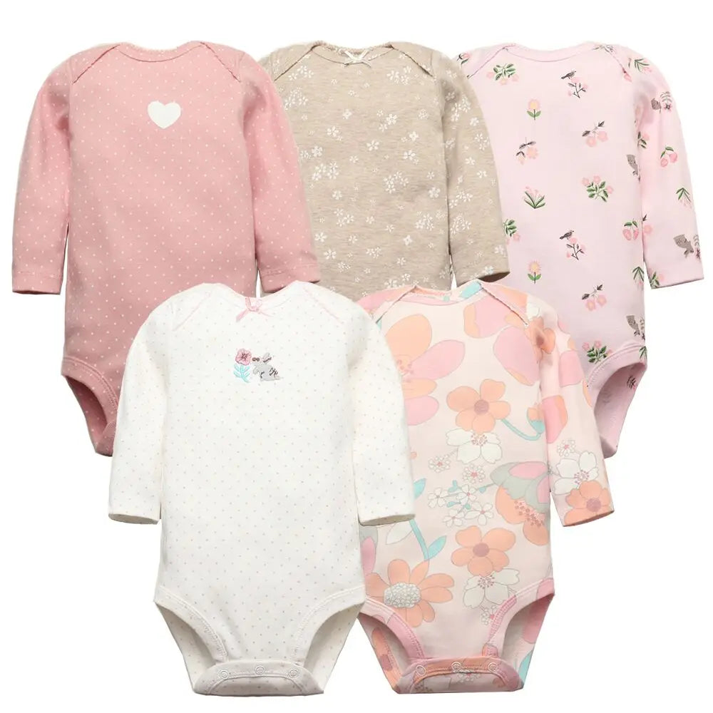 True Bub™ Cotton Baby Bodysuits 5pc Set 0-12M