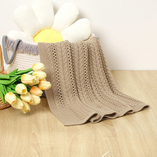 Estella - Warm Knitted Baby Blankets Newborn Unisex Stroller Crib Swaddle Wrap Blanket 90x70cm