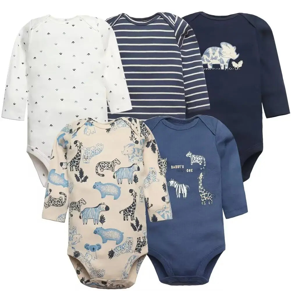 True Bub™ Cotton Baby Bodysuits 5pc Set 0-12M