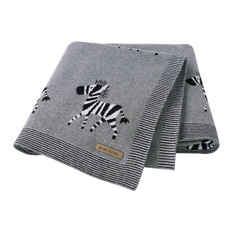 True Bub™ Assorted Knitted Animal Designs - Cotton Baby Blankets Newborn Swaddle Wrap Covers for Stroller & Bedding 100x80cm