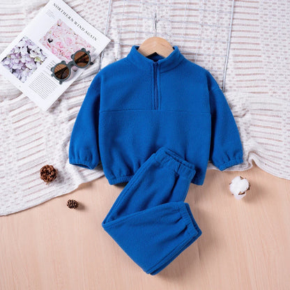 True Bub™ Winter Essentials - Warm Suit  Long Sleeve Zip Up Pullover Top & Trousers 2pcs Set
