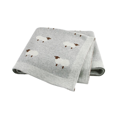 True Bub™ Assorted Knitted Animal Designs - Cotton Baby Blankets Newborn Swaddle Wrap Covers for Stroller & Bedding 100x80cm