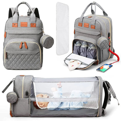 WorldsWonder - Pull Out Bed Diaper Backpack Baby Travel Bag