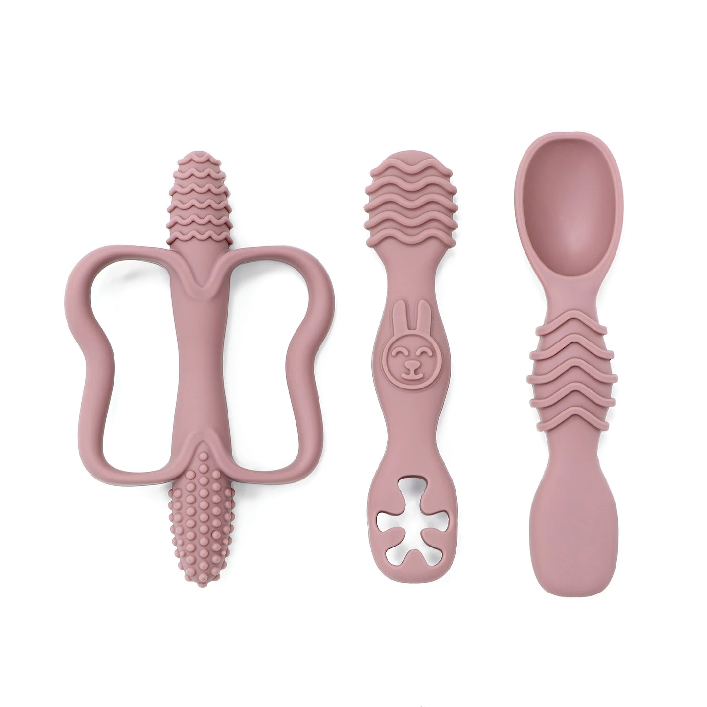 True Bub™ Baby Led Weaning 3-Piece Baby Teething Toy and Grippy Spoon Combo For Starting Solids