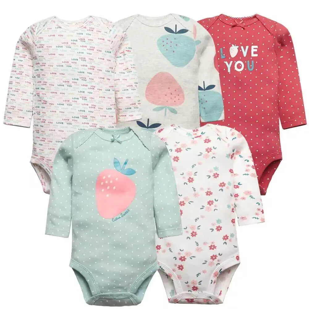 True Bub™ Cotton Baby Bodysuits 5pc Set 0-12M