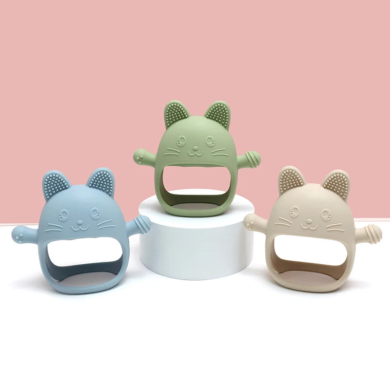 True Bub™ Kitty Soothing Glove - BPA Free Baby Grip Teething Mitten Toy