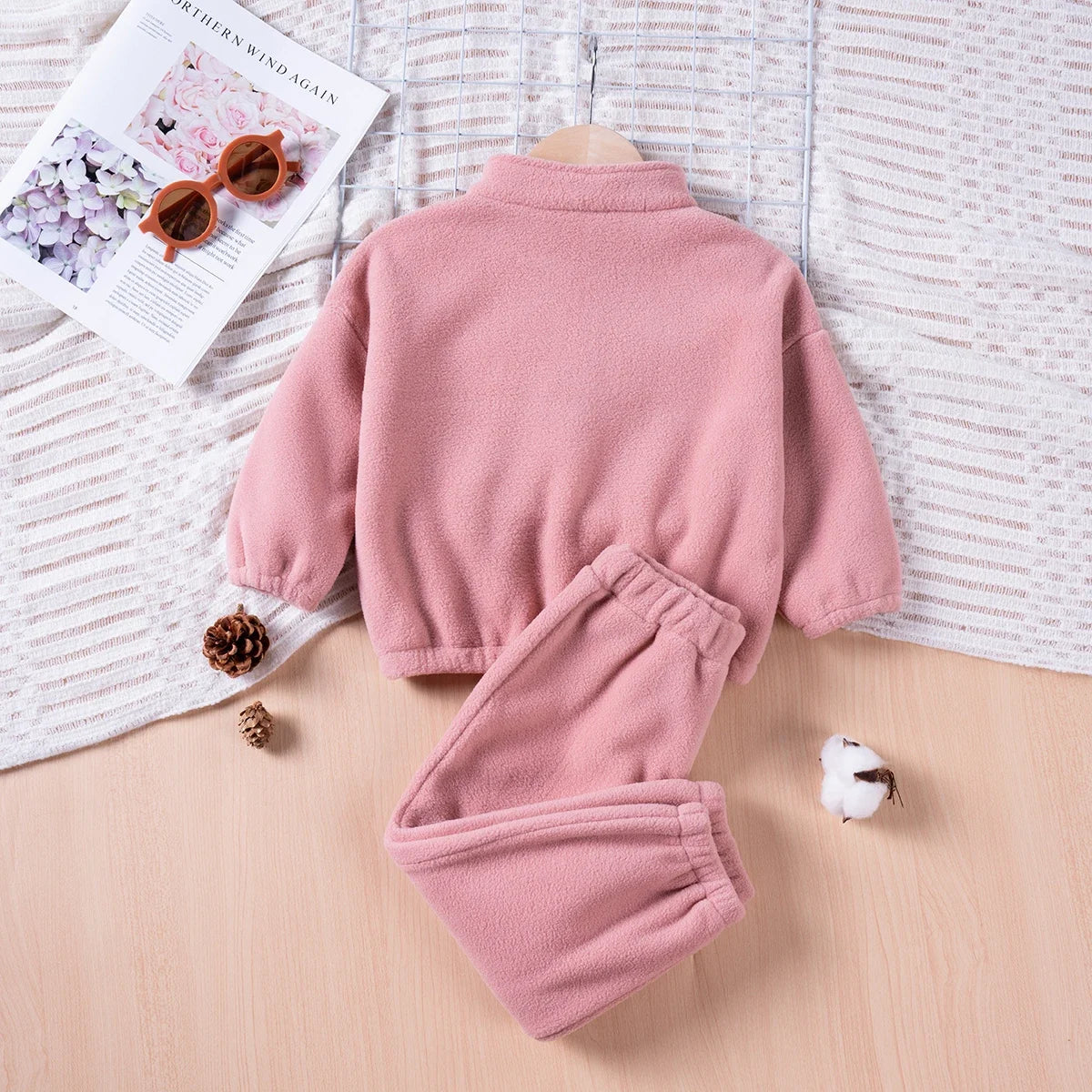 True Bub™ Winter Essentials - Warm Suit  Long Sleeve Zip Up Pullover Top & Trousers 2pcs Set