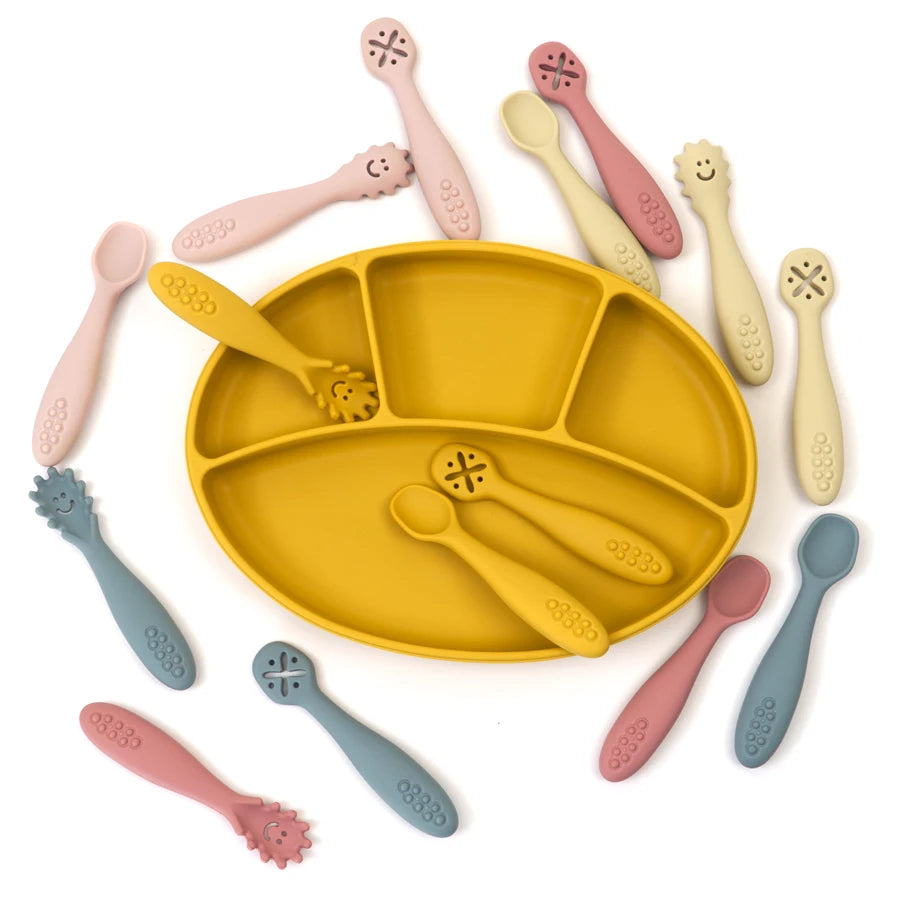 True Bub™ Starting Solids - BPA Free Silicone First Grippy Spoons for Baby Lead Weaning 3pcs