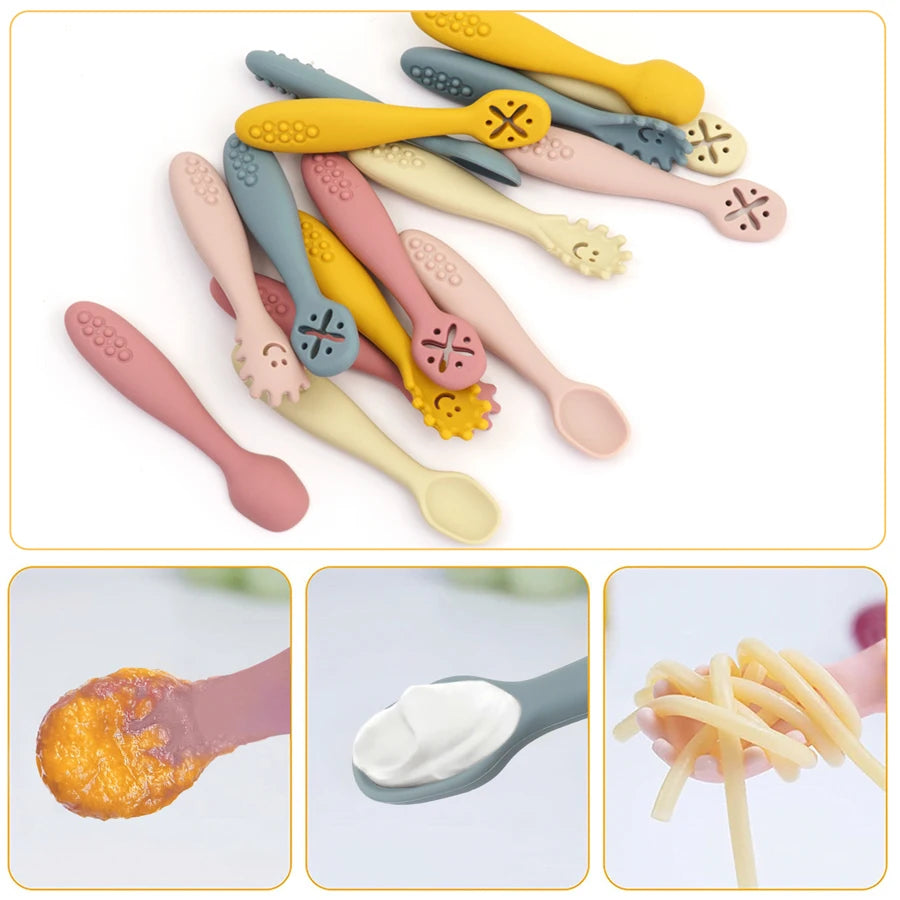 True Bub™ Starting Solids - BPA Free Silicone First Grippy Spoons for Baby Lead Weaning 3pcs