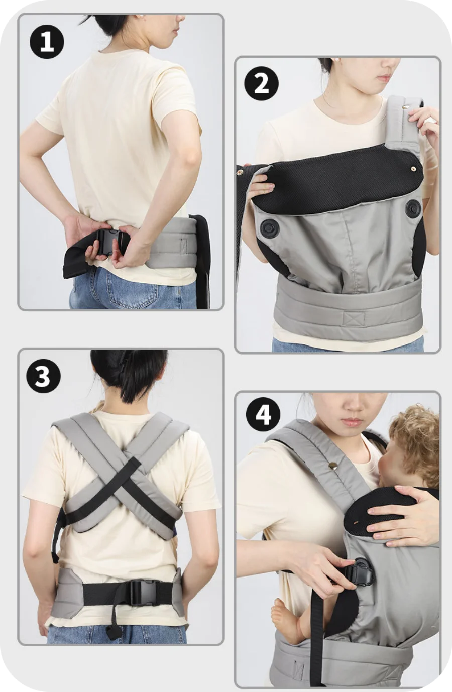 CradleMe - World Travel Baby Carrier Newborn to Toddler (7-44lbs)