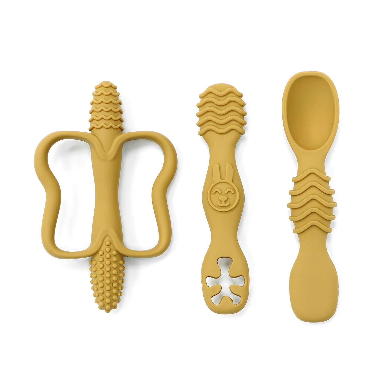 True Bub™ Baby Led Weaning 3-Piece Baby Teething Toy and Grippy Spoon Combo For Starting Solids
