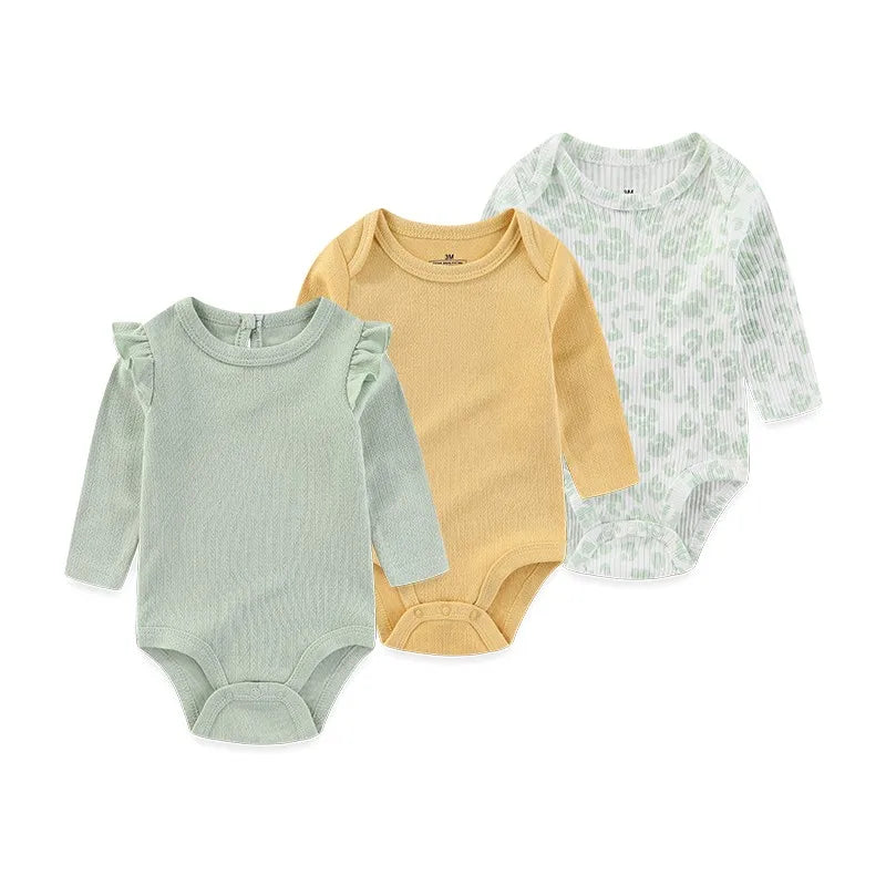 True Bub™ Baby Essentials Cotton Long Sleeve Bodysuit 3 Pcs Set 0-12M