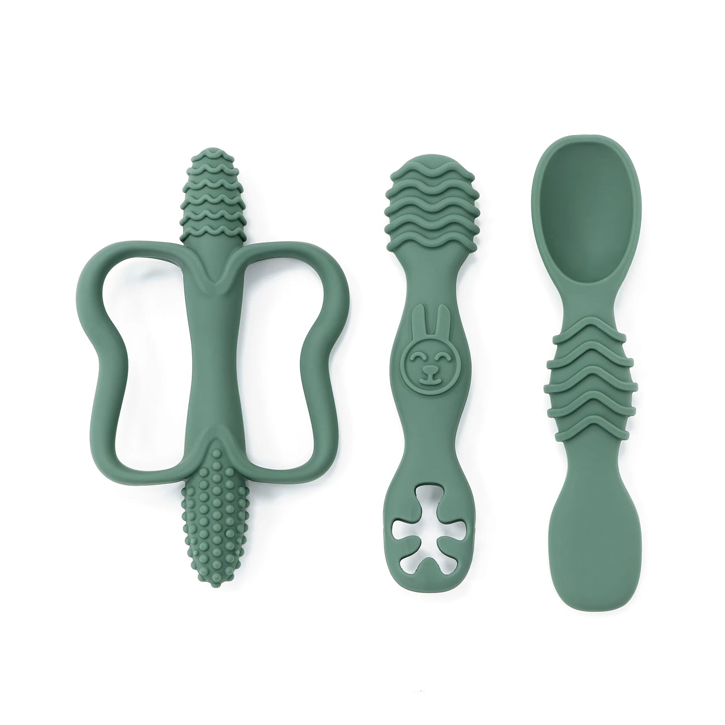 True Bub™ Baby Led Weaning 3-Piece Baby Teething Toy and Grippy Spoon Combo For Starting Solids