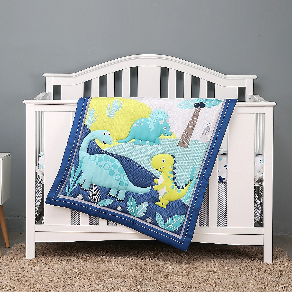 True Bub™ Styla Cot Quilt Set - 3Pcs Luxury Super Soft Breathable Cot Bedsheets Crib Bedding Nursery Set for Kids