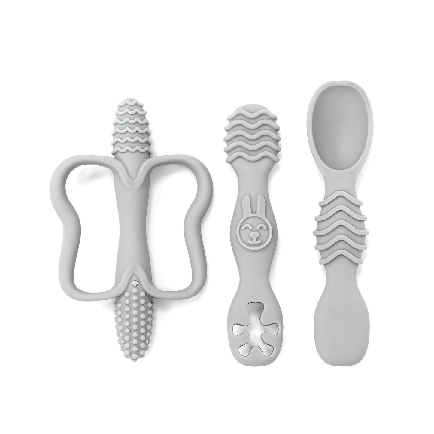 True Bub™ Baby Led Weaning 3-Piece Baby Teething Toy and Grippy Spoon Combo For Starting Solids