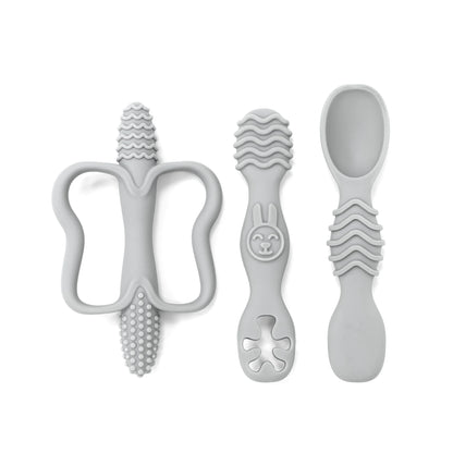 True Bub™ Baby Led Weaning 3-Piece Baby Teething Toy and Grippy Spoon Combo For Starting Solids