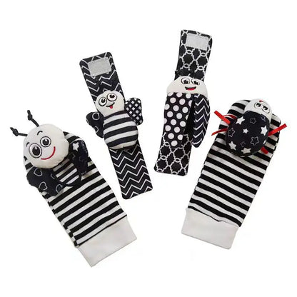 RattleFingers - Foot & Wrist Baby Rattles Toys Contrast Sensory