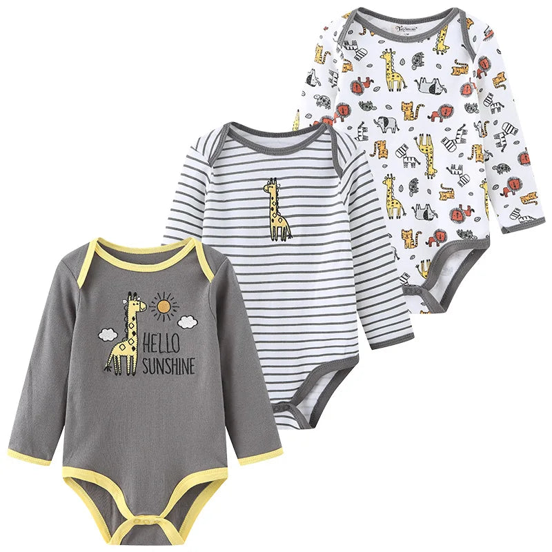 True Bub™ Baby Essentials Cotton Long Sleeve Bodysuit 3 Pcs Set 0-12M
