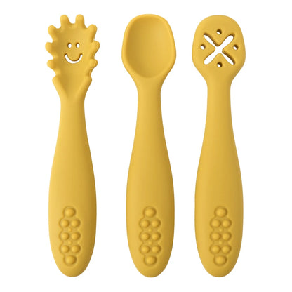 True Bub™ Starting Solids - BPA Free Silicone First Grippy Spoons for Baby Lead Weaning 3pcs
