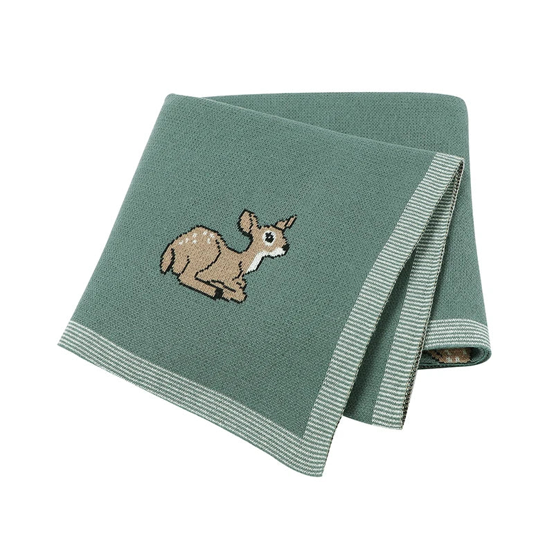 True Bub™ Assorted Knitted Animal Designs - Cotton Baby Blankets Newborn Swaddle Wrap Covers for Stroller & Bedding 100x80cm