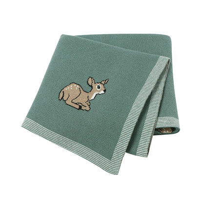 True Bub™ Assorted Knitted Animal Designs - Cotton Baby Blankets Newborn Swaddle Wrap Covers for Stroller & Bedding 100x80cm