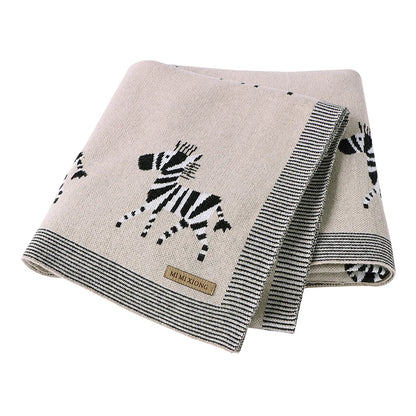 True Bub™ Assorted Knitted Animal Designs - Cotton Baby Blankets Newborn Swaddle Wrap Covers for Stroller & Bedding 100x80cm