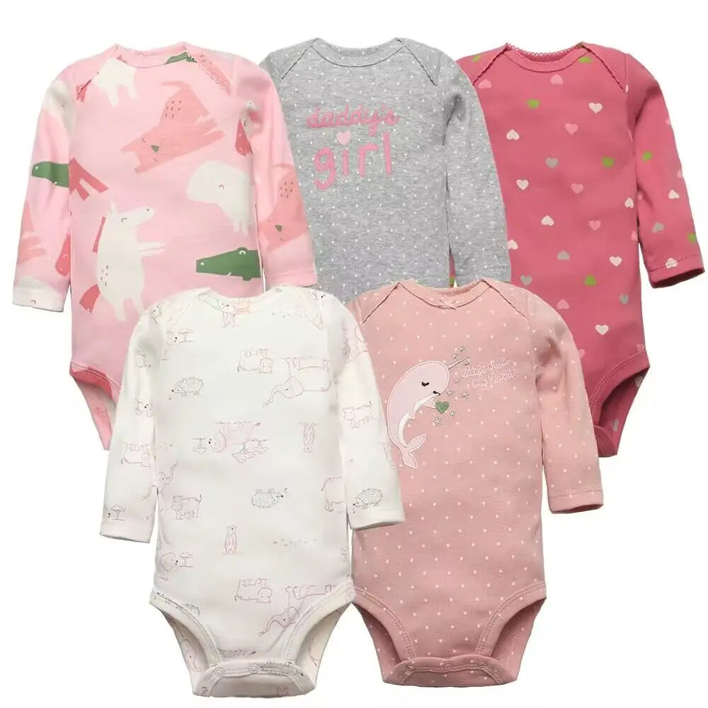 True Bub™ Cotton Baby Bodysuits 5pc Set 0-12M