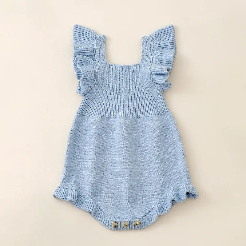 True Bub™ Infant Baby Girls Knit Ruffle Sleeve Romper 0-2Y