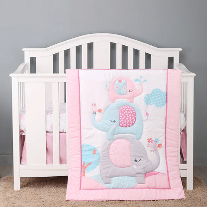 True Bub™ Styla Cot Quilt Set - 3Pcs Luxury Super Soft Breathable Cot Bedsheets Crib Bedding Nursery Set for Kids