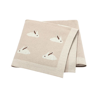 True Bub™ Assorted Knitted Animal Designs - Cotton Baby Blankets Newborn Swaddle Wrap Covers for Stroller & Bedding 100x80cm