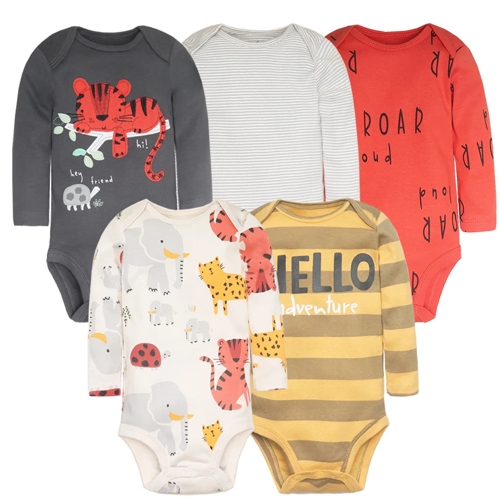 True Bub™ Cotton Baby Bodysuits 5pc Set 0-12M