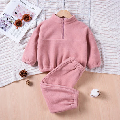 True Bub™ Winter Essentials - Warm Suit  Long Sleeve Zip Up Pullover Top & Trousers 2pcs Set