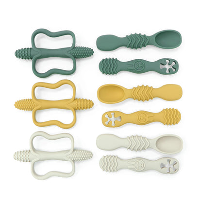 True Bub™ Baby Led Weaning 3-Piece Baby Teething Toy and Grippy Spoon Combo For Starting Solids
