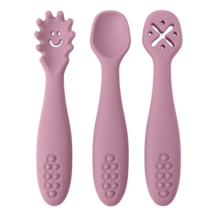 True Bub™ Starting Solids - BPA Free Silicone First Grippy Spoons for Baby Lead Weaning 3pcs