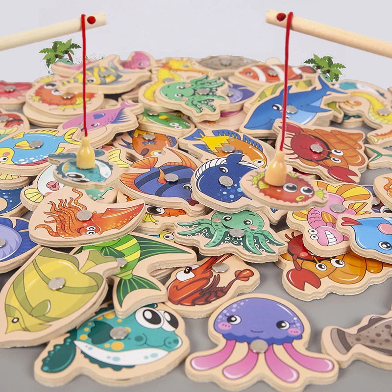 True Bub™ Montessori Magnetic Wooden Fishing Toy For Children Cognition Interactive Educational Toy