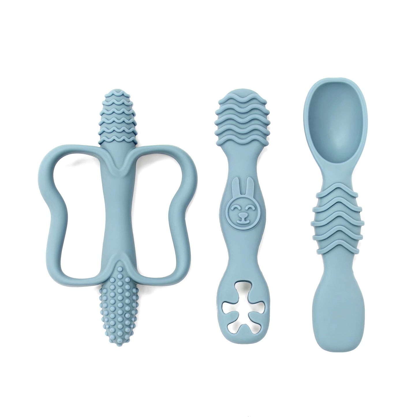 True Bub™ Baby Led Weaning 3-Piece Baby Teething Toy and Grippy Spoon Combo For Starting Solids