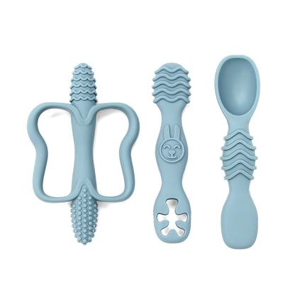 True Bub™ Baby Led Weaning 3-Piece Baby Teething Toy and Grippy Spoon Combo For Starting Solids