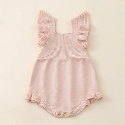 True Bub™ Infant Baby Girls Knit Ruffle Sleeve Romper 0-2Y