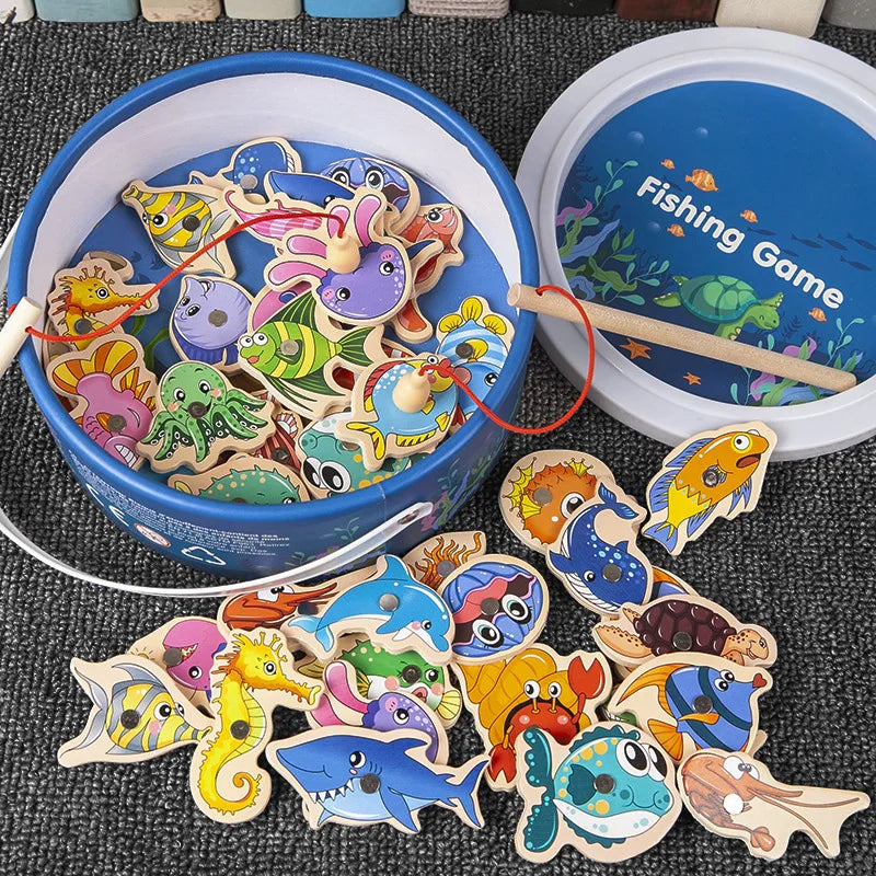 True Bub™ Montessori Magnetic Wooden Fishing Toy For Children Cognition Interactive Educational Toy