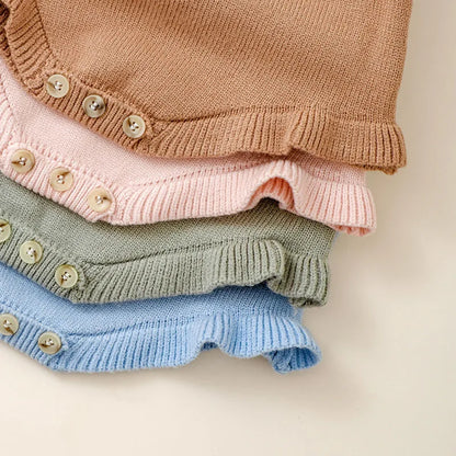 True Bub™ Infant Baby Girls Knit Ruffle Sleeve Romper 0-2Y