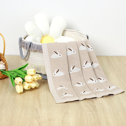 True Bub™ Assorted Knitted Animal Designs - Cotton Baby Blankets Newborn Swaddle Wrap Covers for Stroller & Bedding 100x80cm