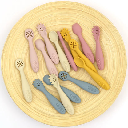 True Bub™ Starting Solids - BPA Free Silicone First Grippy Spoons for Baby Lead Weaning 3pcs