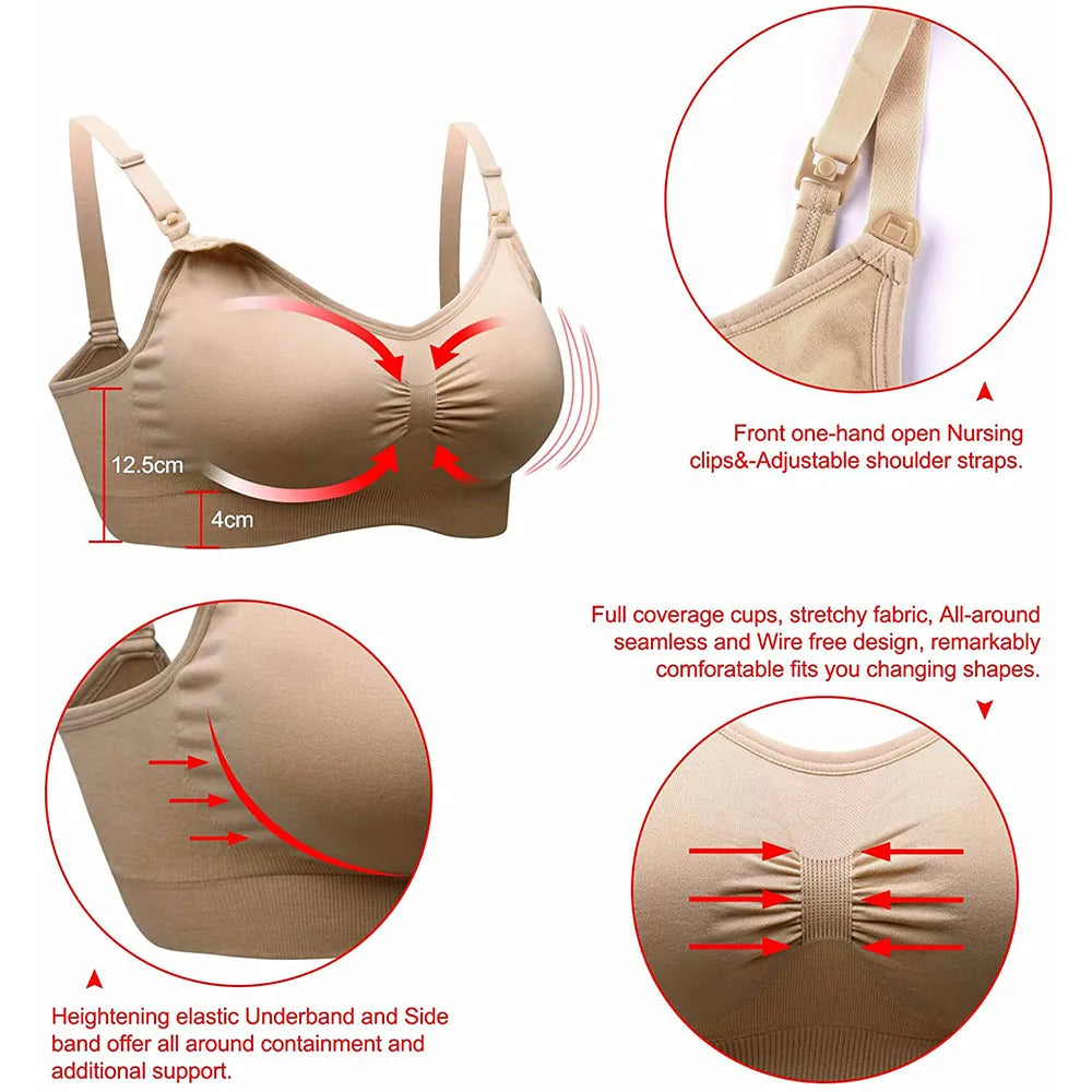 True Bub™ Wireless Supportive Maternity Bra for Breastfeeding Nursing 1-3pk